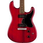 Squier Paranormal Strat-O-Sonic Electric Guitar, Laurel Fingerboard, Crimson Red Transparent