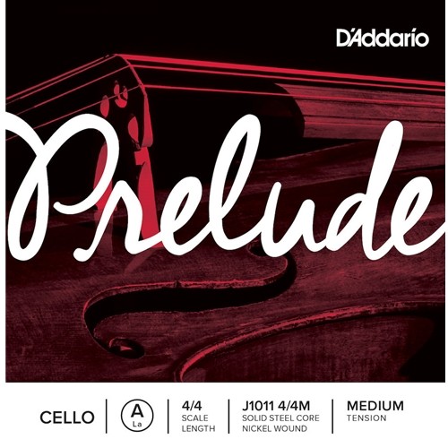 J-1011 D'Addario Prelude Cello Single A String, 4/4 Scale, Medium Tension