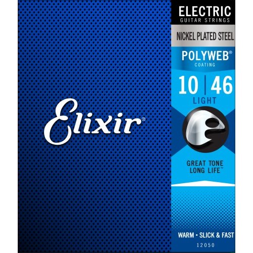 Elixir EL12050 Polyweb Coated Electric Guitar Strings w/ Anti-Rust Plated Plain Steels, Light (10 - 46)