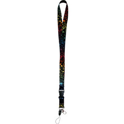 Aim AIM44452 Black Lanyard with Multi-Colored Music Notes