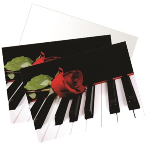 Music Gift RN01 Note Cards - Piano W/rose