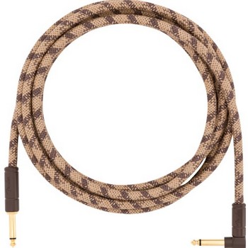 Fender Angled Festival Instrument Cable, Pure Hemp, Brown Stripe
