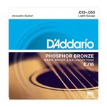 D'Addario EJ16 Phosphor Bronze Acoustic Guitar Strings, Light, 12-53