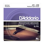 D'Addario EJ70 Phosphor Bronze Mandolin Strings, Ball End,  Medium/Light, 11-38