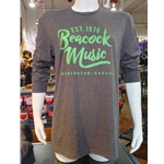 Grey Long Sleeve Crew Shirt with Green Beacock Logo