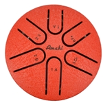 Amahi KLG3RD 3" Red Steel Tongue Drum, A Major