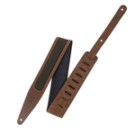 Levy's M317TRI-BRN-GRN Crazy Horse Leather Guitar Strap with Wax Canvas Window