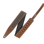 Levy's M317TRI-BRN-GRY Crazy Horse Leather Guitar Strap with Wax Canvas Window