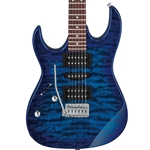 Ibanez GRX70Q70QAL Left-Handed Electric Guitar, Transparent Blue Burst