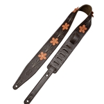 Levy's MG317IB-003 2.5" Mahogany Brown Leather Strap with Flower Appliques