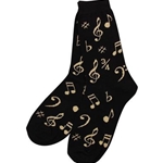 Aim AIM10009 Socks Black with Gold Notes Ladies 9-11