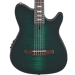 Ibanez FRH20FMN Thinline Flamed Maple Nylon Acoustic Guitar with Electronics, Deep Emerald Green Low Gloss