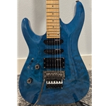 Used ESP LTD MH-103QM Lefty Electric Guitar, See Thru Blue