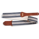 4016-20 Taylor Academy Strap,White/Blue,Jacquard Cotton, 2" Amber Buckle