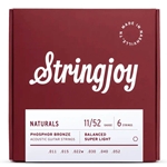 String Joy SJ-NB1152 Super Light Gauge (11-52) Naturals Phosphor Bronze Acoustic Guitar Strings