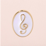 Magnifique AZ120182 Elegant Gold & White Trebel Clef Pin