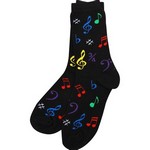 Aim AIM10008 Ladies Socks, Black with Multi-Colored Notes