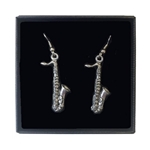 Music Gift PE3 Saxophone Pewter Earings