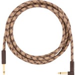 Fender Angled Festival Instrument Cable, Pure Hemp, Brown Stripe