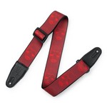 Levy's MPD2-114 2" Wide Polyester Guitar Strap with Dark Red & Red Scanned Skull Motif