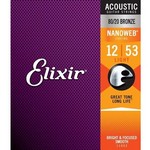 Elixir EL11002 80/20 Bronze Nanoweb Coated Acoustic Guitar Strings, Extra Light (10-47)
