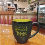 Black Bistro Mug with Beacock Music Logo, Green