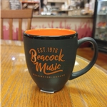 Black Bistro Mug with Beacock Music Logo, Orange
