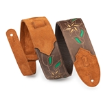 Levy's M4FV-DBR Flowering Vine Series Brown Leather Guitar Strap