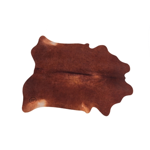 Drum N Base Vegan Cow Drum Rug, Red and Brown