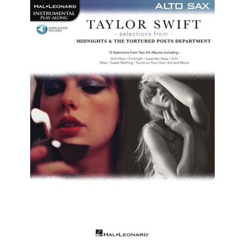 Taylor Swift - Selections from Midnights & The Tortured Poets Department - Alto Sax Play-Along Book with Online Audio