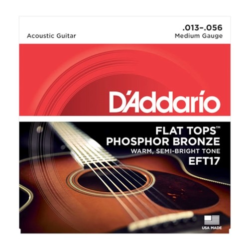 D'Addario EFT17 Flat Tops Phosphor Bronze Acoustic Guitar Strings, 13-56