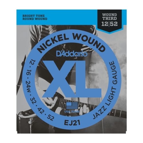 D'Addario EJ21 Nickel Wound Electric Guitar Strings, Jazz Light, 12-52