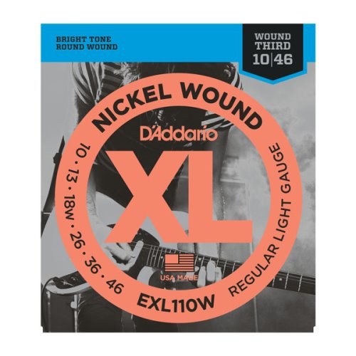 D'Addario EXL110W Nickel Wound Electric Guitar Strings, Regular Light, Wound 3rd, 10-46