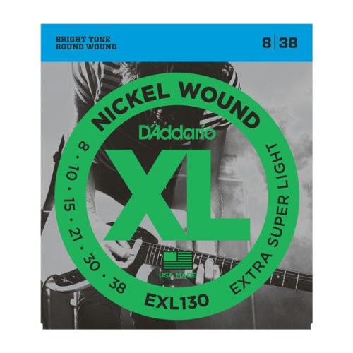D'Addario EXL130 Nickel Wound Electric Guitar Strings, Extra-Super Light, 8-38
