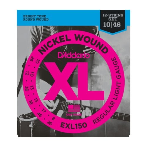 D'Addario EXL150 Nickel Wound Electric Guitar Strings, 12-String, Regular Light, 10-46