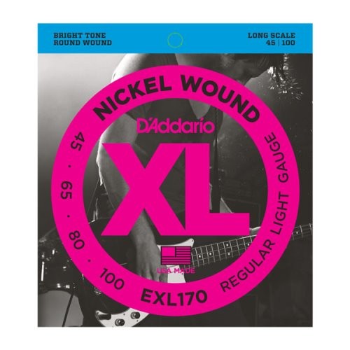 D'Addario EXL170 Nickel Wound Bass Guitar Strings, Light, 45-100, Long Scale