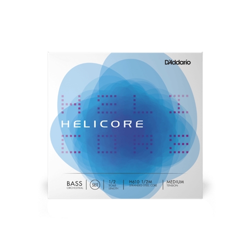 H61012M D'Addario Helicore Orchestral Bass String Set, 1/2 Scale, Medium Tension