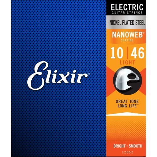 Elixir EL12052 Electric Guitar Strings with NANOWEB Coating, Light (.010-.046)
