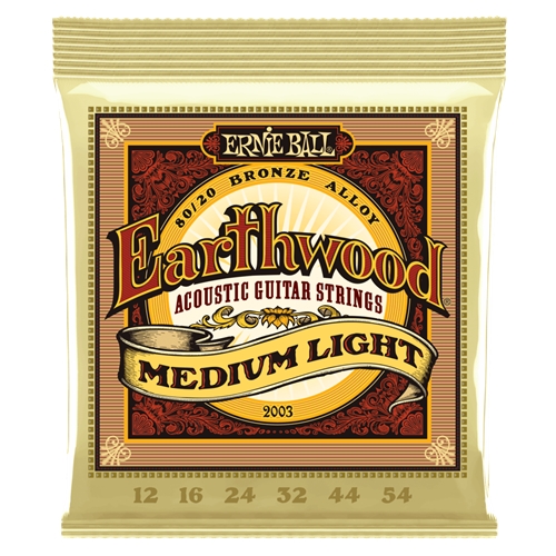 Ernie Ball EB2003 Earthwood 80/20 Bronze Acoustic Guitar Strings, Medium Light (12- 54)