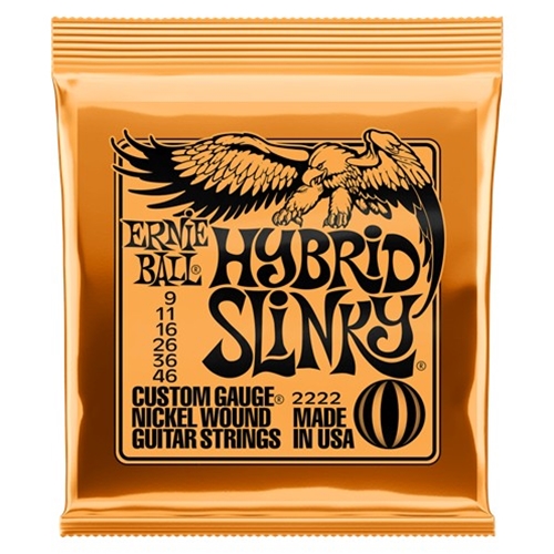 Ernie Ball PO2222 Nickel Wound Electric Guitar Strings, Hybrid Slinky (9 - 46)