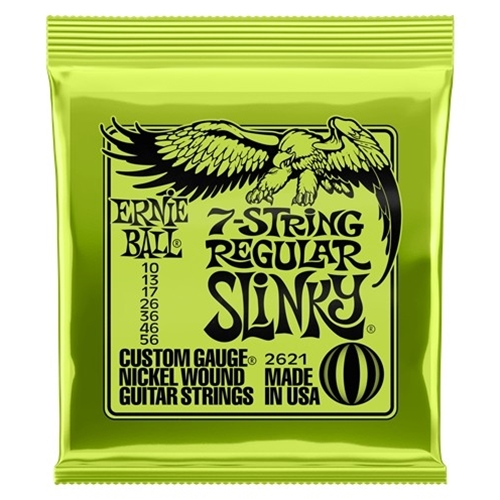 Ernie Ball EB2621 Nickel Wound 7 String Electric Guitar Strings, Regular Slinky (10 - 56)
