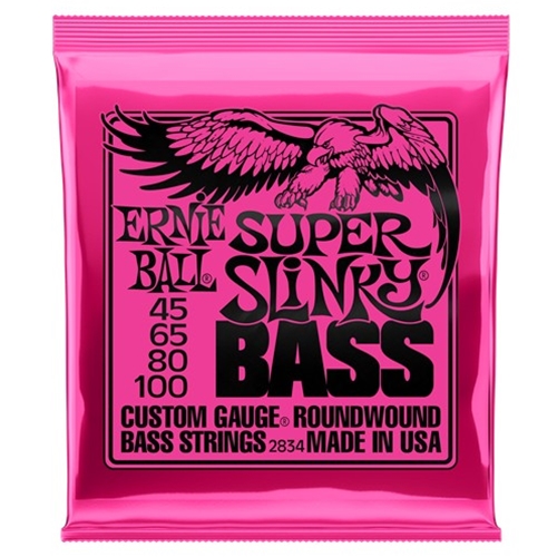 Ernie Ball EB2834 Nickel Wound Electric Bass Strings, Super Slinky (45 - 100)