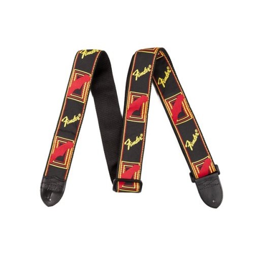 0990681500 Fender 2" Monogrammed Strap, Black/Yellow/Red