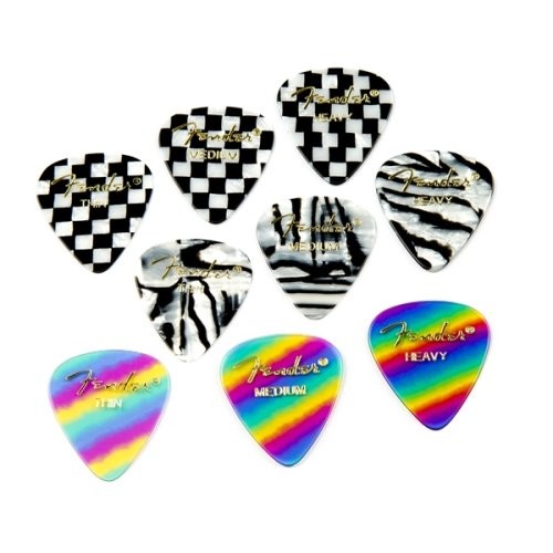 Fender 1980351103 Heavy Rainbow Graphic 12 Pack of Guitar Picks