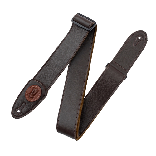 Levy's MSS7G-DBR 2" Signature Series garment leather guitar strap with suede backing and tri-glide adjustment. Adjust