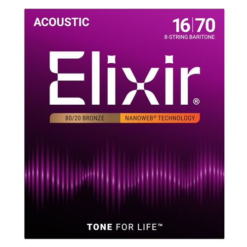 Elixir EL11308 Baritone NANOWEB Coating, 8 String