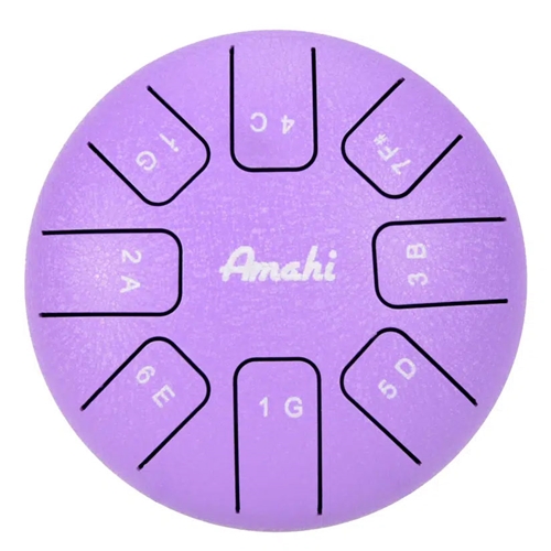 Amahi KLG6PU 6" Purple Steel Tongue Drum, G Major