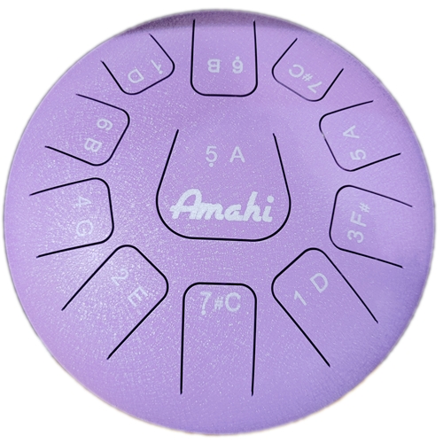 Amahi KLG12PU 12" Purple Steel Tongue Drum, D Major