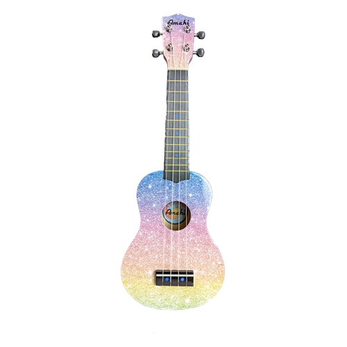 Amahi DDUK25 Tropical Series Glitter Rainbow Soprano Ukulele