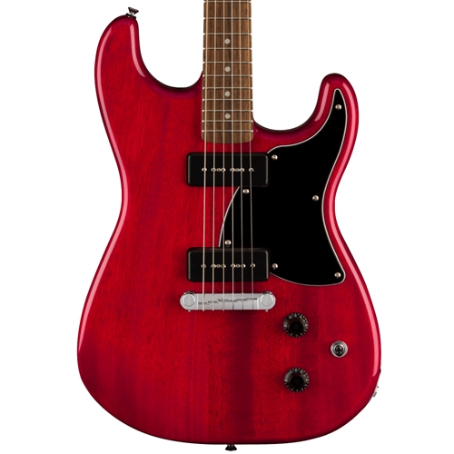 Squier Paranormal Strat-O-Sonic Electric Guitar, Laurel Fingerboard, Crimson Red Transparent